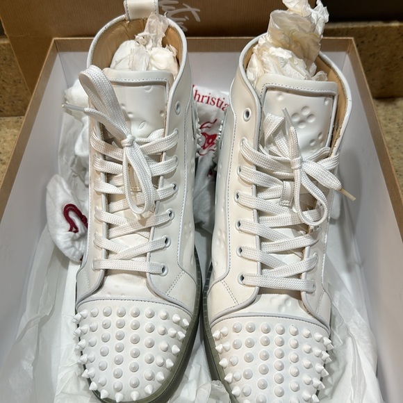 Christian Louboutin Lou Spikes 2 FLAT CLF GOMMA TO/CLF GOM - Size US 10 - Picture 2 of 6